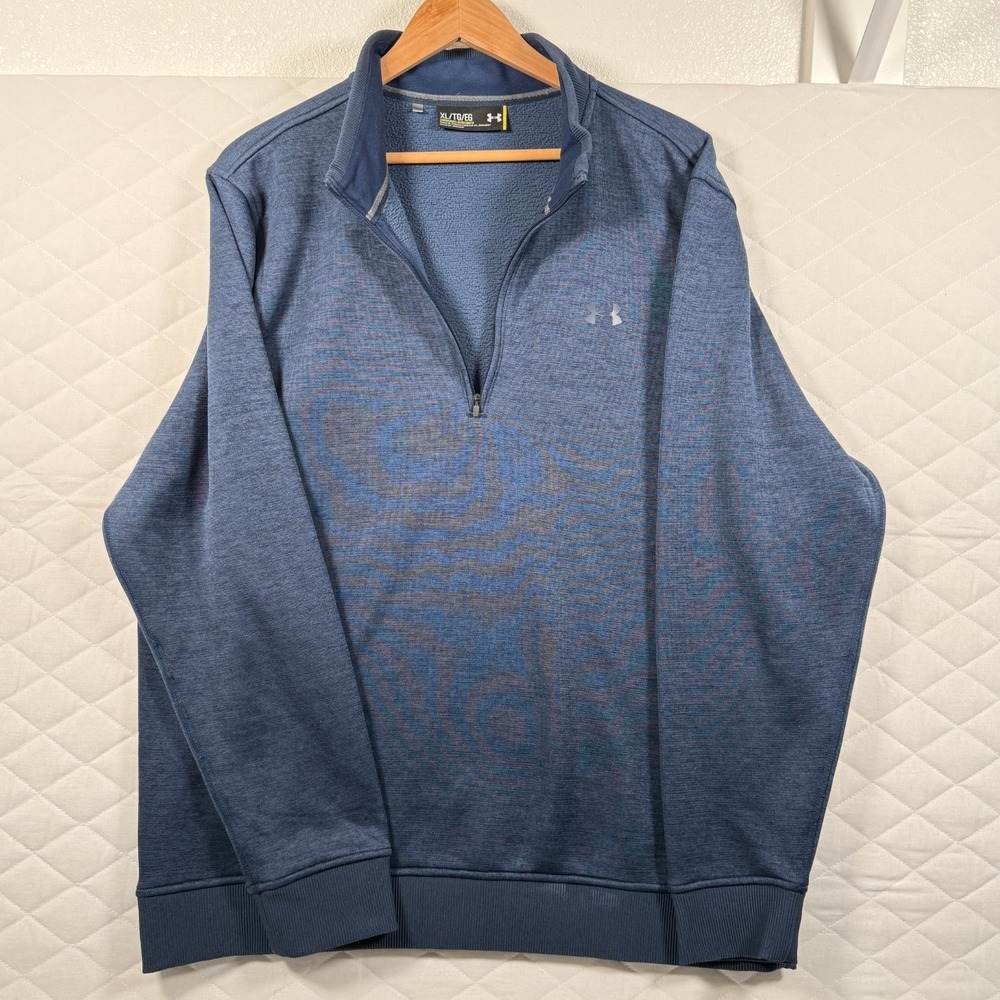 Under Armour Mens Armour Fleece Twist Quarter Zip Pullover Navy Blue XL 1373359